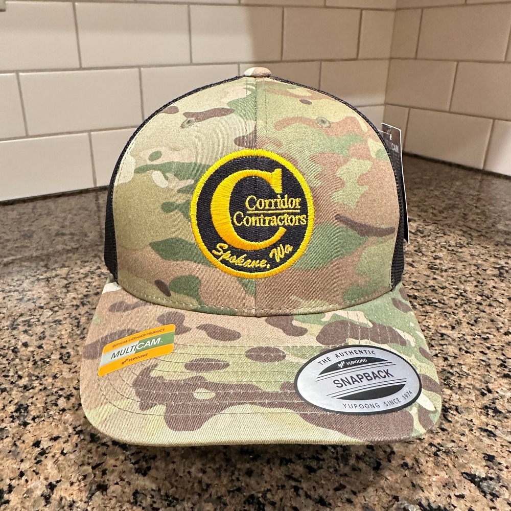 Corridor Contractors Spokane Washington Sport-tek Trucker Hat Multicam Camo New